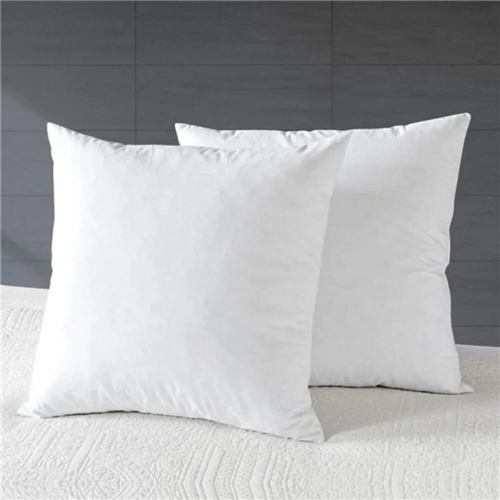 Organic 20x20 Feather Down Throw Pillow Inserts Set of 2, 100% Cotton